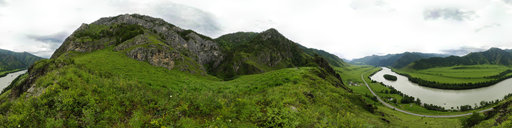 3D панорамы Горного Алтая. Панорама реки Катунь и близлежащих гор
